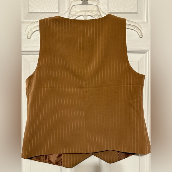 Nicole Miller tan pinstripe vest size small - Picture 3 of 5